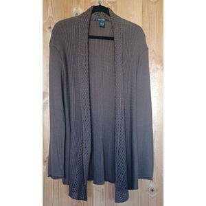 89TH & MADISON Womens Medium Long Cardigan Sweater Brown Open Waffle knit, Warm